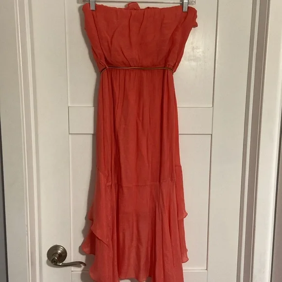 New Poetry Coral Strapless Dress w/Belt SZ MED - Picture 6 of 9